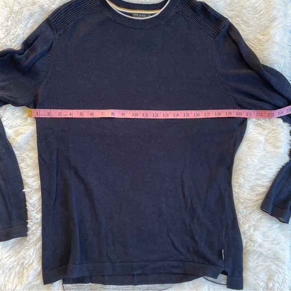 Ted Baker | Men’s Inzone Crewneck Linen Blend Navy Blue Pullover Sweater - Picture 4 of 11